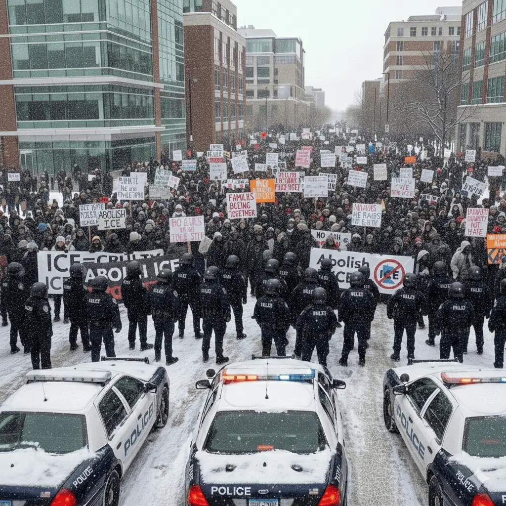 Imagen creada con nano banana de una protesta